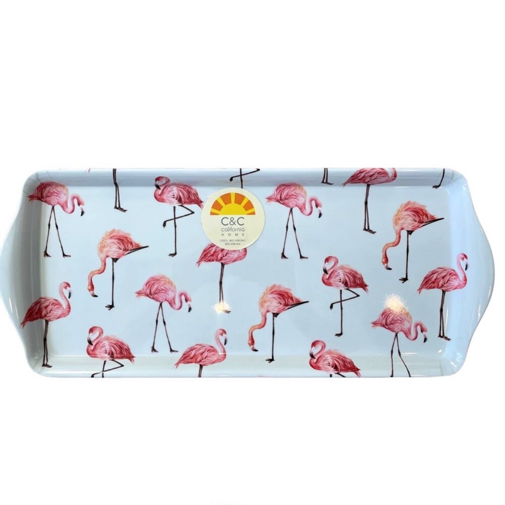 C&C California Home Pink Flamingo melamine Serving Platter Tray